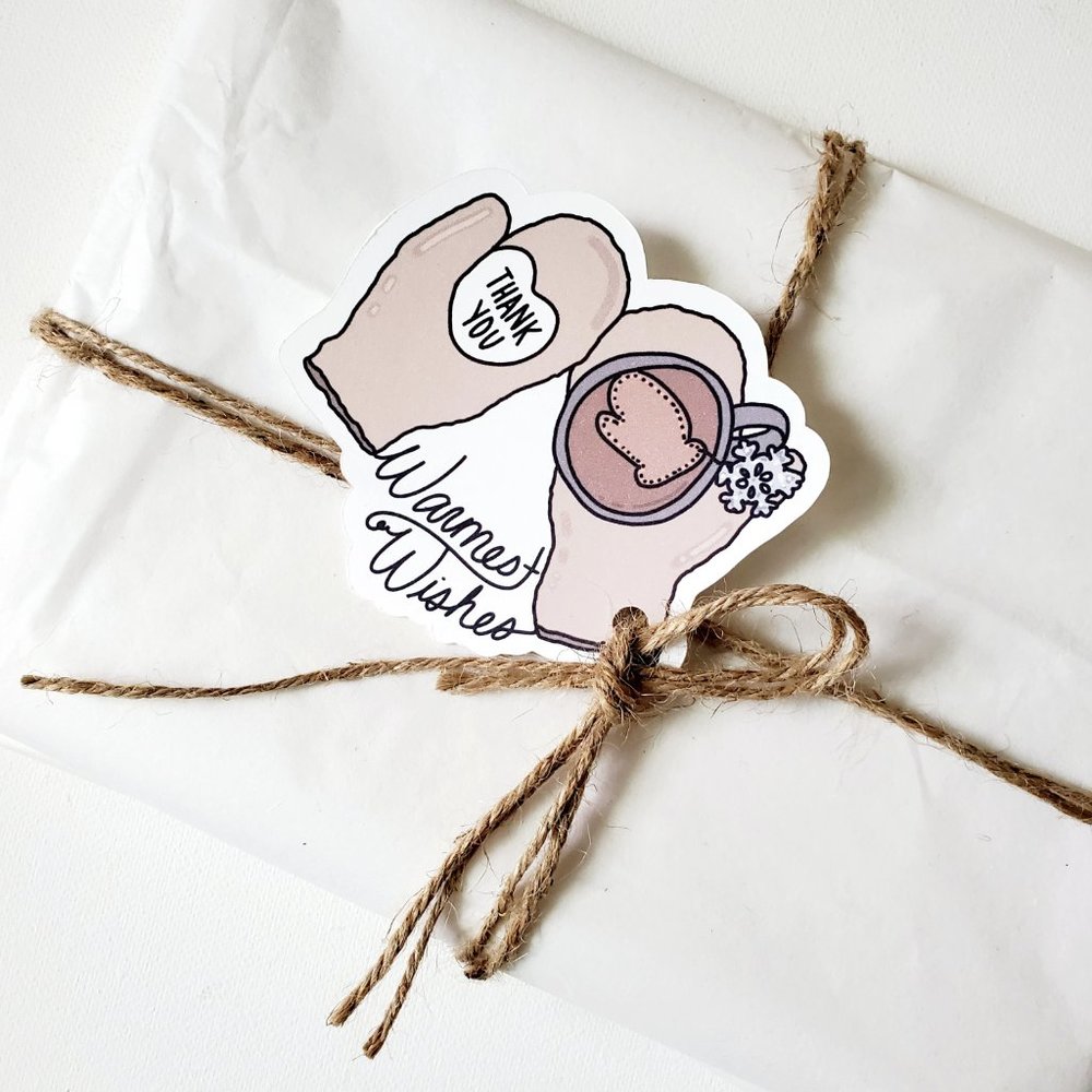 LB048 NOTE CARDS Thank You Warmest Wishes Mittens [Price Firm] - Picture 3 of 5